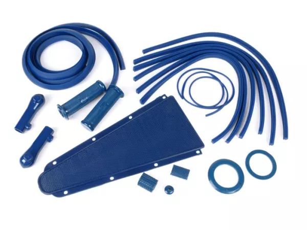 Rubber kit -VESPA 19 pcs- Vespa Rally180 (VSD1T), Rally200 (VSE1T), TS125, Sprint150, Sprint Veloce150, GT125, GTR125, Super125, Super150, GL150 - blue