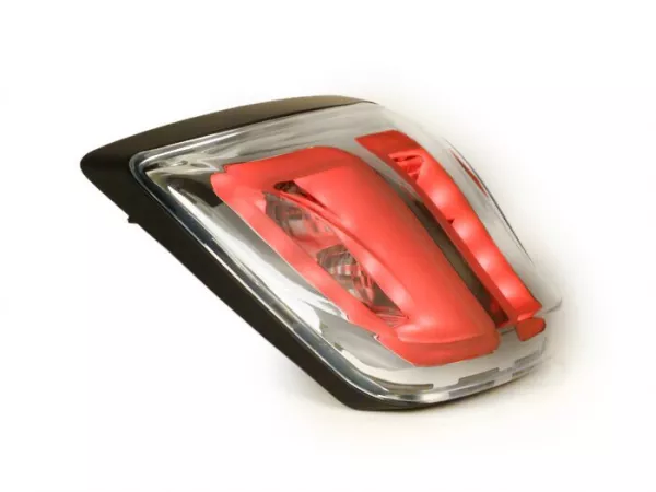 Achterlicht -POWER 1 LED Tube- Vespa Primavera, Sprint - helder glas / mat zwart frame