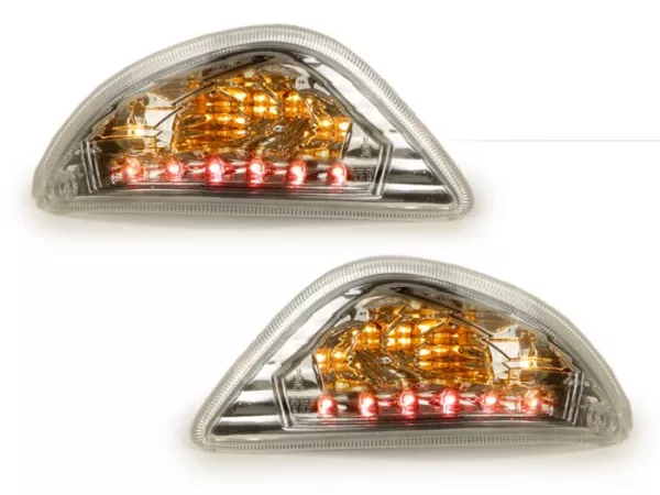 Knipperlichtenset -POWER 1 LED (E-markering)- Vespa LX, LXV, S - wit - achter - helder glas