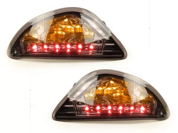 Juego de intermitentes -POWER 1 LED (E-mark)- Vespa LX, LXV, S - ahumado / tintado negro - trasero - cristal transparente