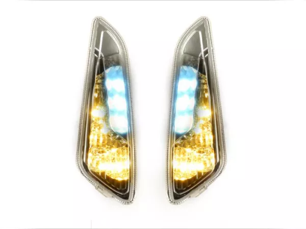 Knipperlichtenset -POWER 1 LED dagrijlicht (E-markering)- Vespa Primavera, Sprint - wit - voor - helder glas