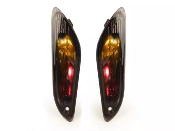 Knipperlichtenset -POWER 1 LED (E-markering)- Vespa Primavera, Sprint - gerookt / zwart getint - achter - helder glas