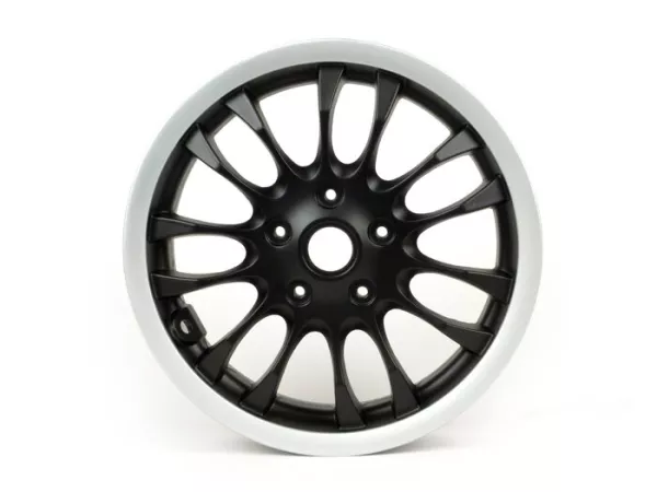 Voorvelg -PIAGGIO 3.00-12 inch - 14 spaken- Vespa Sprint 50-150 ccm - zwart mat/zilver velg