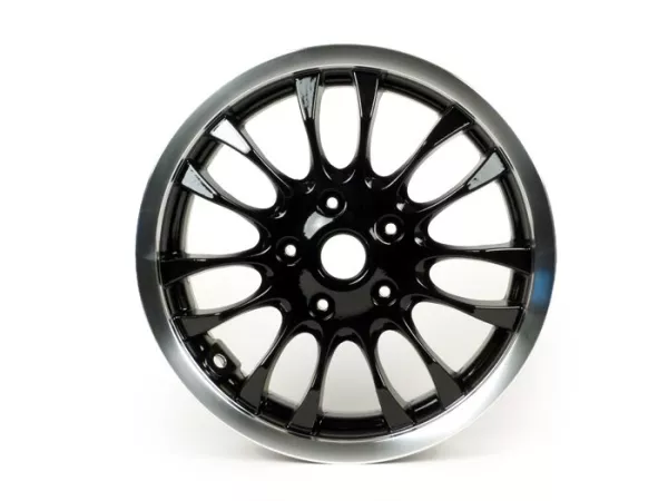 Voorvelg -PIAGGIO 3.00-12 inch - 14 spaken- Vespa Sprint 50-150 ccm - zwart, gepolijste velg