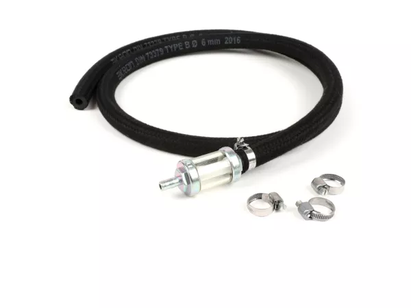 Benzineslangset incl. benzinefilter -VESPA / LAMBRETTA- weefselversterkt (CIF)
