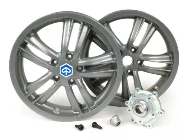 Wielset incl. ombouwset -PIAGGIO 3.00-13 inch (10 spaken)- Type Piaggio MP3 Yourban- geschikt voor Vespa GT, GTL, GTS 125-300, GTV - Zilver