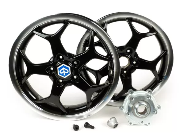 Wielset incl. ombouwset -PIAGGIO 3.00-13 inch (5 spaken)- type Piaggio MP3 Sport- geschikt voor Vespa GT, GTL, GTS 125-300, GTV - zwart