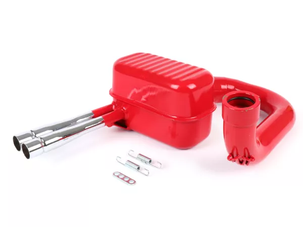 Uitlaat -RR-Box Road Racing, Rossa- Vespa Wideframe (lamp onderaan) VM, VN, VL1T, VB1T, VGL1T - rood