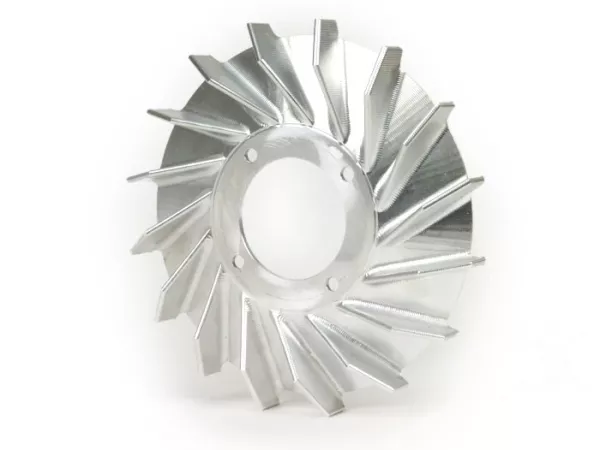 Waaier - Ventilatorwiel - Ventilatorring -MMW Aluminium CNC 360Gr. voor PINASCO Flytech- Vespa Wideframe V15-33, VM, VN, ACMA, VB1, VGL1, VL, GS150