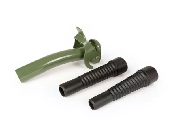 Tankvulopening - schenktuit - uitlaatpijp -OEM KWALITEIT, metaal Ø=30mm- incl. twee rubber adapters L=150mm voor diesel (Ø20mm) + benzine (Ø25mm) - geschikt voor FA ITALIA benzineblikken