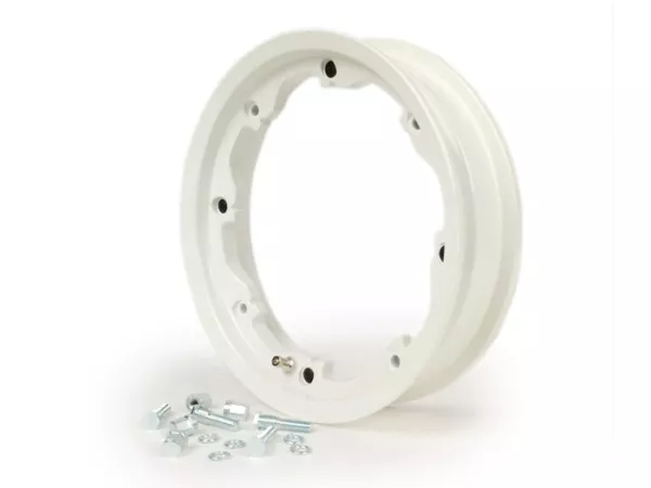 Llanta -FA ITALIA, tubeless, Octopus, 2.10-10 pulgadas aluminio- Lambretta LI Series 1-3, LI S, SX, TV Series 2-3 - blanca