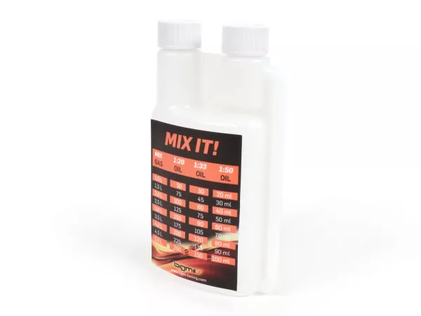 Olie maatbeker - doseerfles -BGM PRO 250ml- met doseerkamer (10ml) en twee doppen