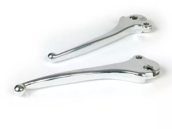 Brake and clutch lever set -FA ITALIA- Vespa 50 R (V5A1T -905288), 50 S (V5SA1T -74588), 50 Special (-146856), 50 Special Elestart (V5B2T-V5B4T), 90 Racer (V9SS2T), PV125 (VMA2T -172801), ET3 (VMB1T -24054) - (small ball) - aluminium