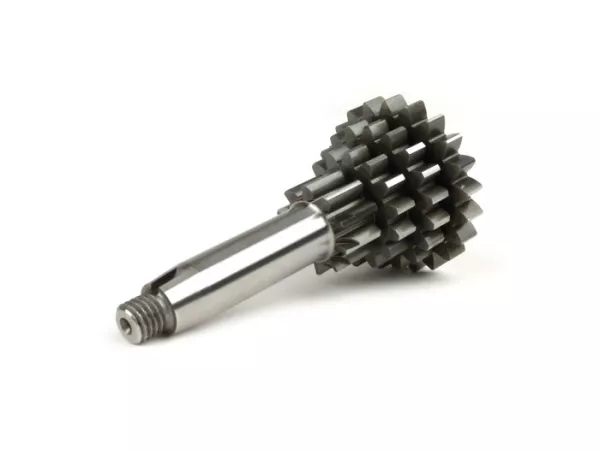 Eje auxiliar BENELLI para Vespa V50, PV125, ET3, PK50, PK80, PK125 S-XL/XL2 - 10-14-18-21 dientes - utilizable con caja de cambios original, cuarta velocidad corta