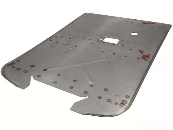 Panel de suelo de reparación XL recto - CALIDAD OEM, Premium- Vespa PX (1977-1984), P80X, P125X, P125E, P150X, P150E, P200E - con agujero redondo para pedal de freno