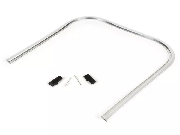 Leg shield beading (incl. end cap set) -BGM ORIGINAL- Vespa PK S, PK S Lusso, PK SS, PK ETS - plastic - silver