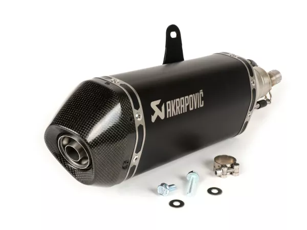 Scarico -AKRAPOVIC slip on acciaio inox Black Edition- Vespa GTS 125 (2017-, Euro 4, iGet, MA3A), GTS 150 (2017-, Euro 4, iGet, MA3B) - senza convertitore catalitico