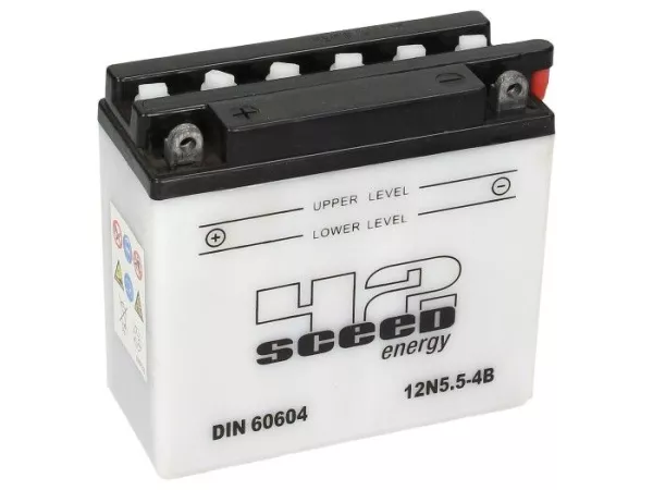 Batterij -Standaard SCEED 42 Energy - 12N5,5-4B - 12V, 5Ah - 138x61x131mm (zonder zuur)