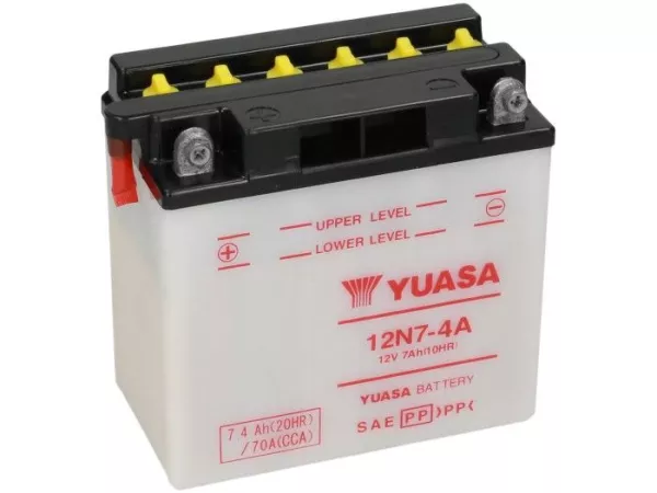 Standaard YUASA 12N7-4A- 12V, 7Ah - 135x75x135mm (zonder zuur)