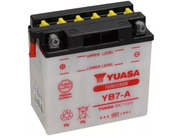 Batería -Estándar YUASA YB7-A- 12V, 8Ah - 135x80x140mm (sin ácido)
