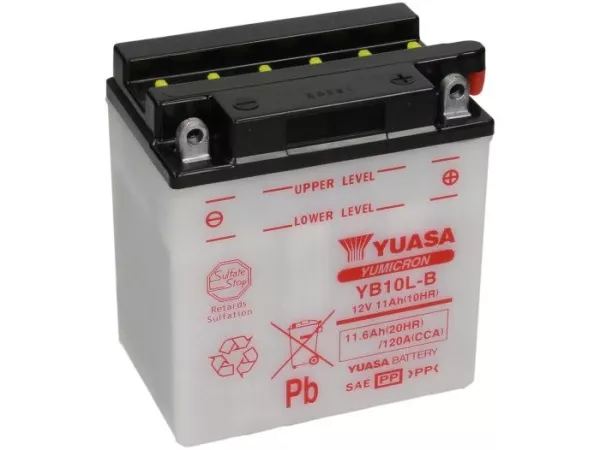 Standaard YUASA YB10L-B- 12V, 11,6Ah - 135x90x145mm (zonder zuur)