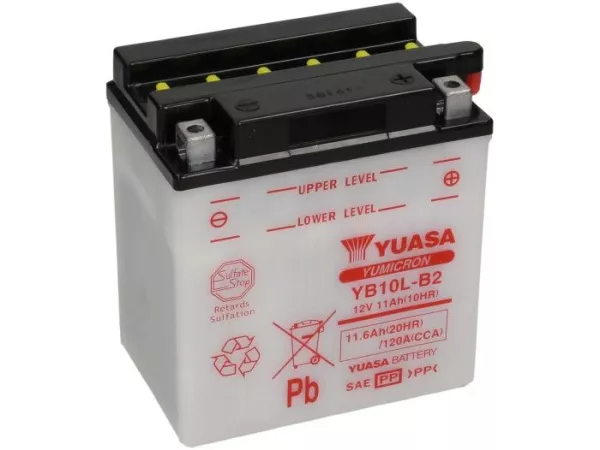 Standaard YUASA YB10L-B2- 12V, 11Ah - 135x90x145mm (zonder zuur)