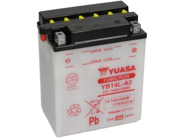 Batterij -Standaard YUASA YB14L-A2- 12V, 14Ah - 170x90x135mm (zonder zuur)