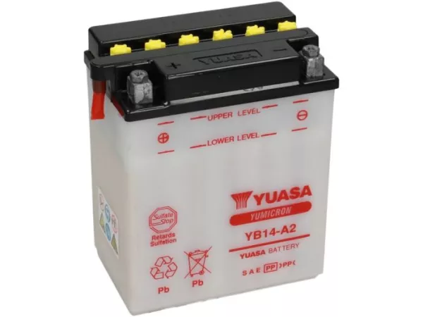 Batterij -Standaard YUASA YB14-A2- 12V, 14Ah - 136x91x168mm (zonder zuur)