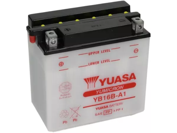 Batterij -Standaard YUASA YB16B-A / -A1- 12V, 16Ah - 162x92x162mm (zonder zuur)