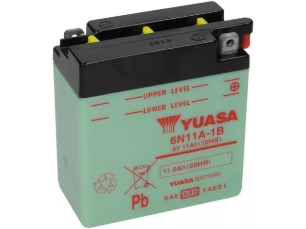 Batería -Estándar YUASA 6N11A-1B- 6V, 11Ah - 122x62x132mm (sin ácido)