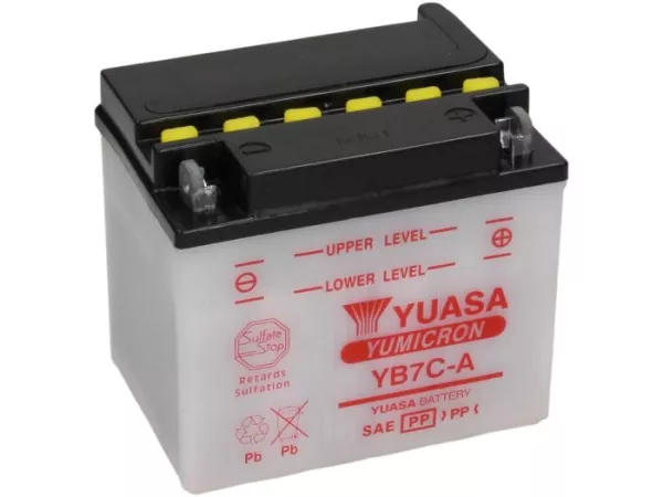 Batería -Estándar YUASA YB7C-A- 12V, 7Ah - 130x90x115mm (sin ácido)