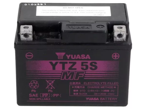 Accu -gel YUASA YTZ5-S - 12V, 3Ah - 113x70x85mm