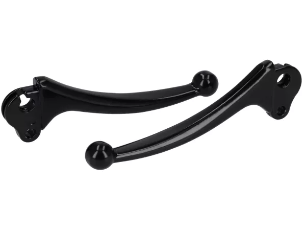 Tuas rem + tuas kopling (set) -CIF HQ Black Edition- Vespa Smallframe 1976-, V50, PV125, ET3 - aluminium dengan bola - hitam