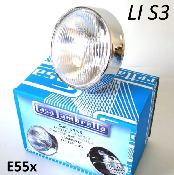 Headlight complete incl. trim ring and bulb holder -CASA LAMBRETTA- Lambretta LI Series 3 - Type CEV
