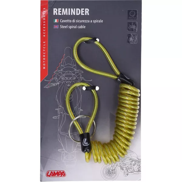 Pengingat / kunci spiral -LAMPA- panjang 150cm - sebagai pengingat kunci cakram rem - kuning
