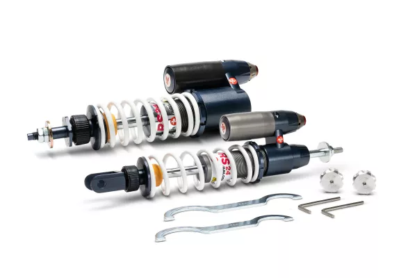 Juego amortiguador delantero + trasero -MALOSSI- RS24/10-R, 181 + 333mm - Vespa LX 50, S 50, ET2 50, Piaggio Quartz, Zip SP, Sfera 50, Sfera80, Sfera RST 50, SKR 125, SKR150