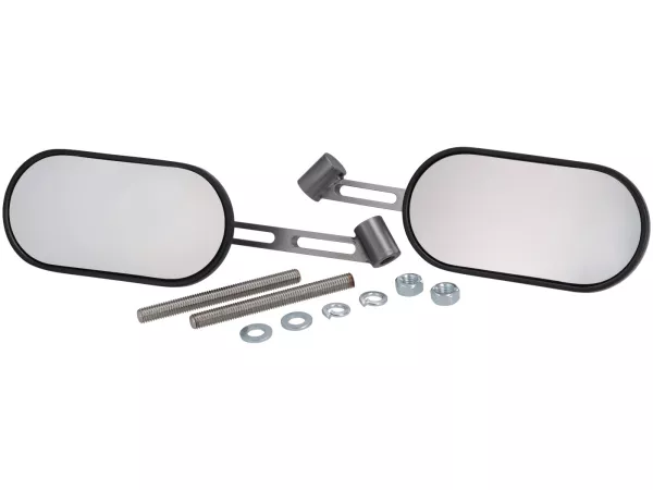 Mirror set STD ScooterTec, short, aluminum CNC for Royal Alloy GT, GP, TG - Material/color: polished steel, painted surface