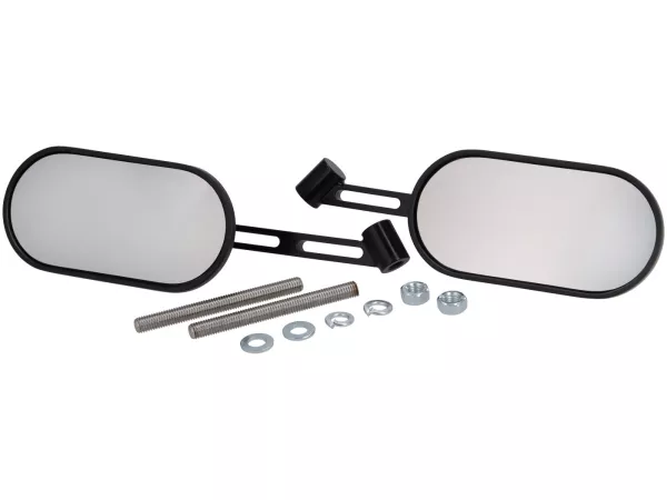 Mirror set STD ScooterTec, short, aluminum CNC for Royal Alloy GT, GP, TG - Material/color: steel, glossy black painted surface
