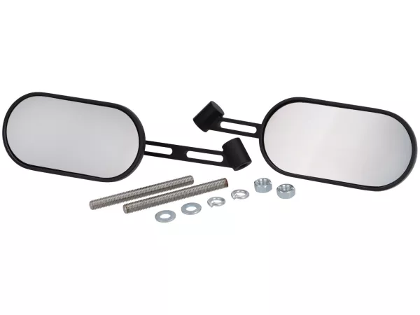 Mirror set STD ScooterTec, short, aluminum CNC for Royal Alloy GT, GP, TG - Material/color: steel, surface painted matt black