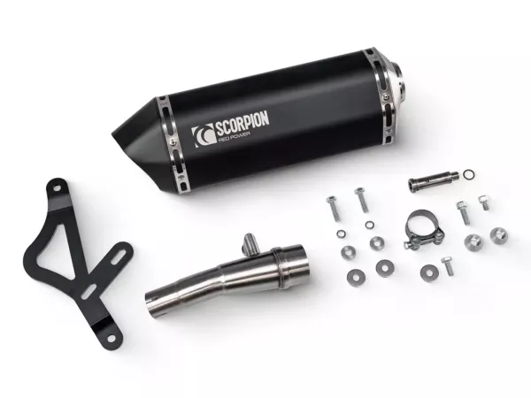 Auspuff SCORPION, Serket Parallel, schwarz beschichtet für Vespa GTS 310 Super (Euro 5+) (2024-)