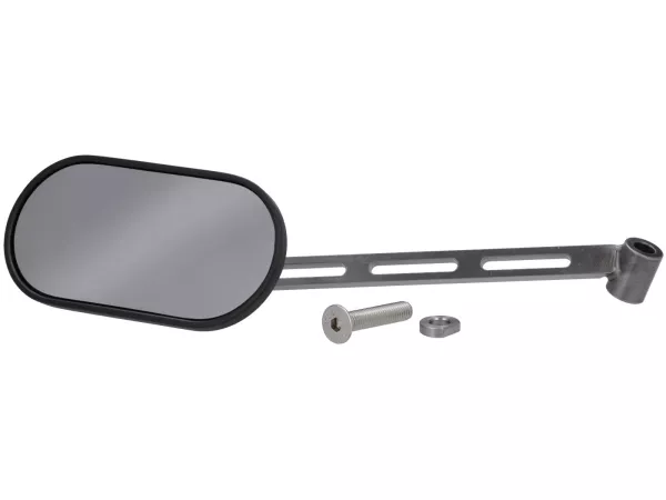 Espejo bajo manillar -STD ScooterTec- Aluminio CNC, izquierda- para Vespa Rally, Sprint, Super, TS125, GT125, GTR125, GL150, SS180 - izquierda - Material/color: acero pulido, superficie pintada