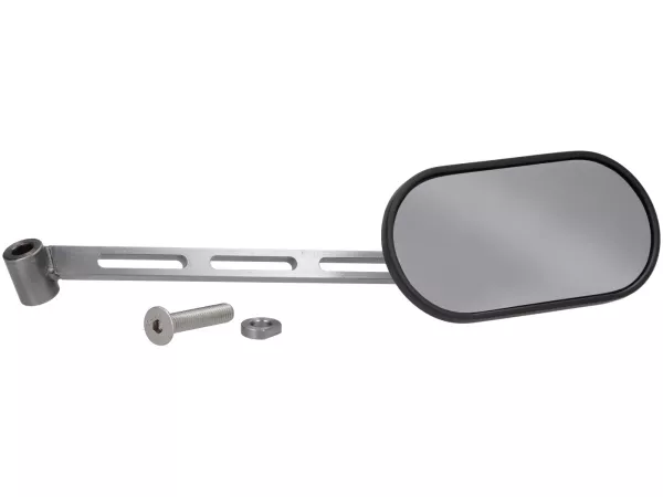 Espejo bajo manillar -STD ScooterTec- Aluminio CNC, derecha- para Vespa Rally, Sprint, Super, TS125, GT125, GTR125, GL150, SS180 - izquierda - Material/color: acero pulido, superficie pintada