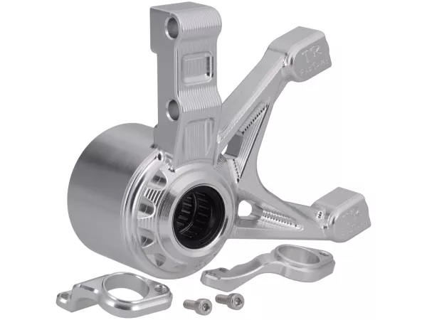 Front brake calliper mount TR Factory 82mm, silver for Vespa Primavera, Sprint 125-150cc, GTS 125-300cm (2017-2022), GTV300-310cc