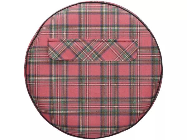Spare Tire Cover - SELLERIA TREZZI - Universal - 3.50 - 10 - with Pouch - Red Tartan Pattern