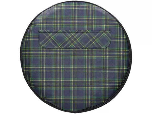 Spare Tire Cover - SELLERIA TREZZI - Universal - 3.50 - 10 - with Pouch - Blue Tartan Pattern, Alfatex on the Sides