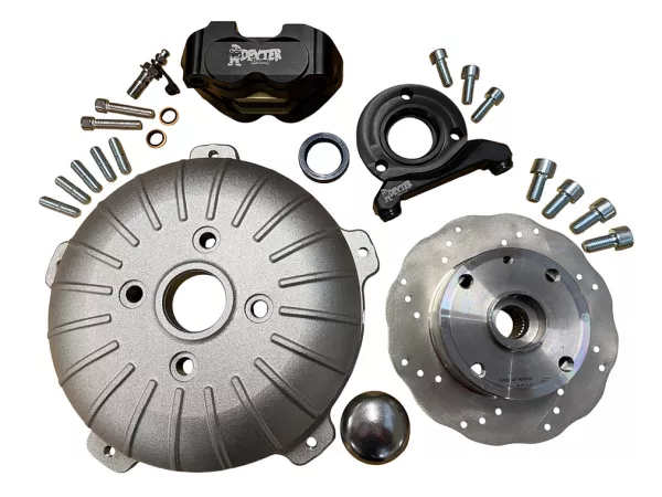 Scheibenbremse-Set hinten -DEXTER RACING CNC Original look- Vespa V50, 50 Special, 50SR, SS50, SS90, V90, PV125, ET3 - silbern