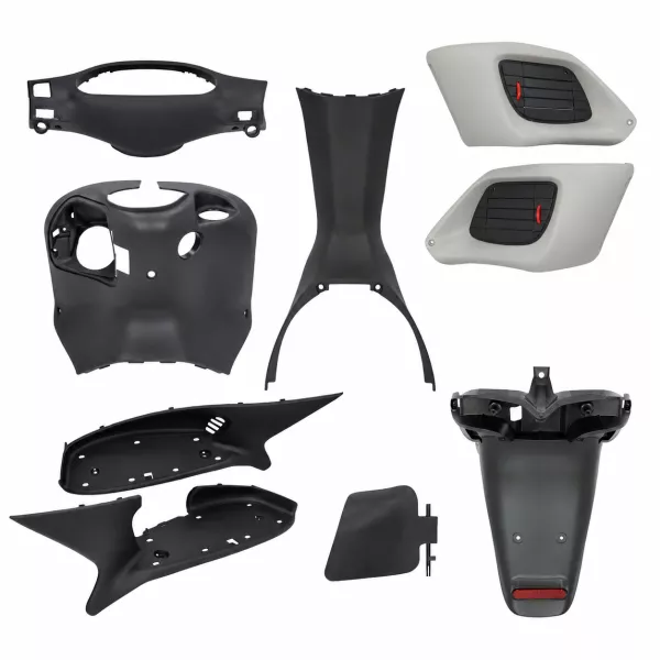 Fairing parts set interior - DMP - 9-piece. - Gilera Runner up to model year 2005 - black / gray