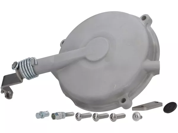 Tapa del embrague -FRT Race Vespa Largeframe (1962-2016)- Vespa PX, T5 125 cc, Cosa, Rally, Sprint, VNB4T-VNB6T, VBB2T, VNC1T, VLA1T, VBC1T, VNL2T, VNL3T, plateado