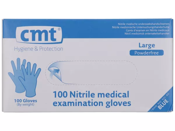 Guanti da lavoro - Guanti da meccanico - QUALITÀ OEM - Nitrile senza polvere, taglia L, blu - 100 pezzi