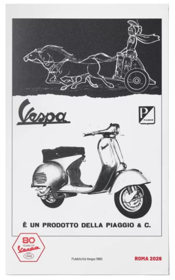 Poster 80 Jahre Vespa -PIAGGIO- schwarz / weiß